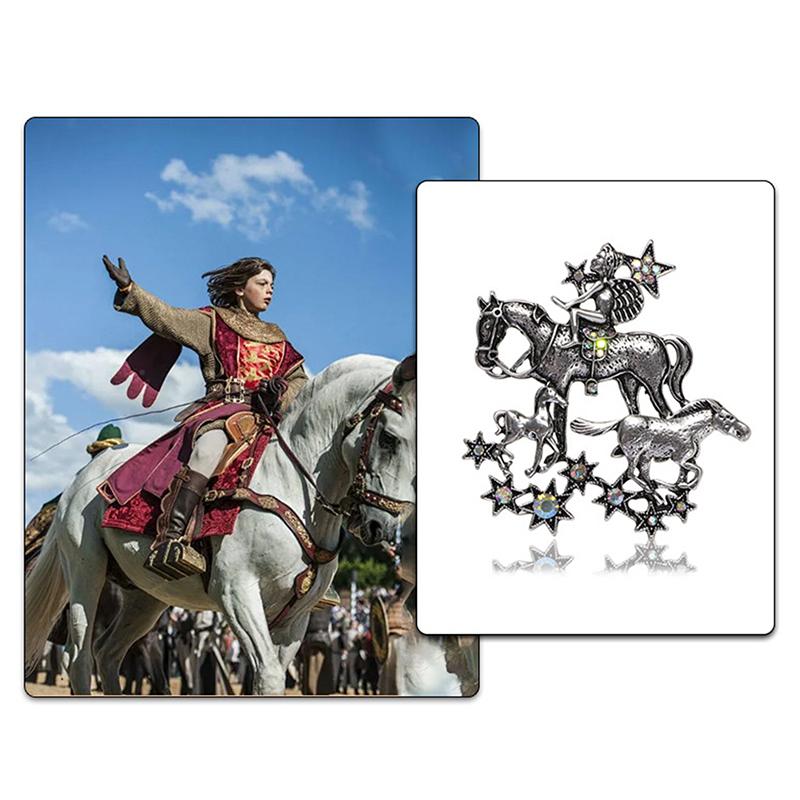 Vintage Angel Ride Horses Brooches For Women Unisex Metal Lucky Year Of The Horse Animal Office Casual Brooch Pins