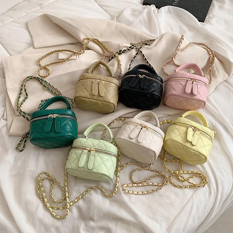 Small Fragrance Fashion Makeup Bag Cross body Handbag with Lipstick and Earphone Pocket for Women