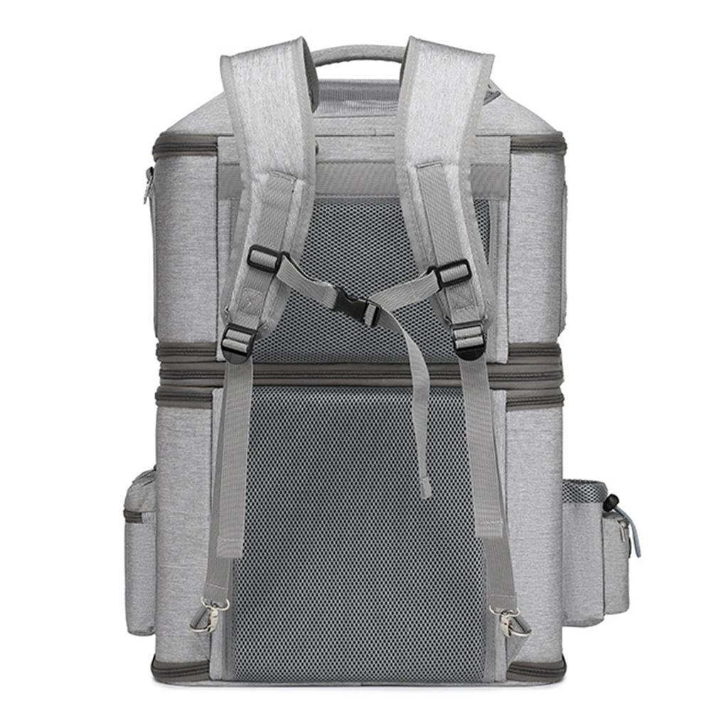 Doppellagiger Haustierrucksack, Abnehmbare tragbare Haustiertransporttasche mit großem Fassungsvermögen, Bietet Platz für zwei Katzen, Outdoor-Reise-Katzenbeutel.