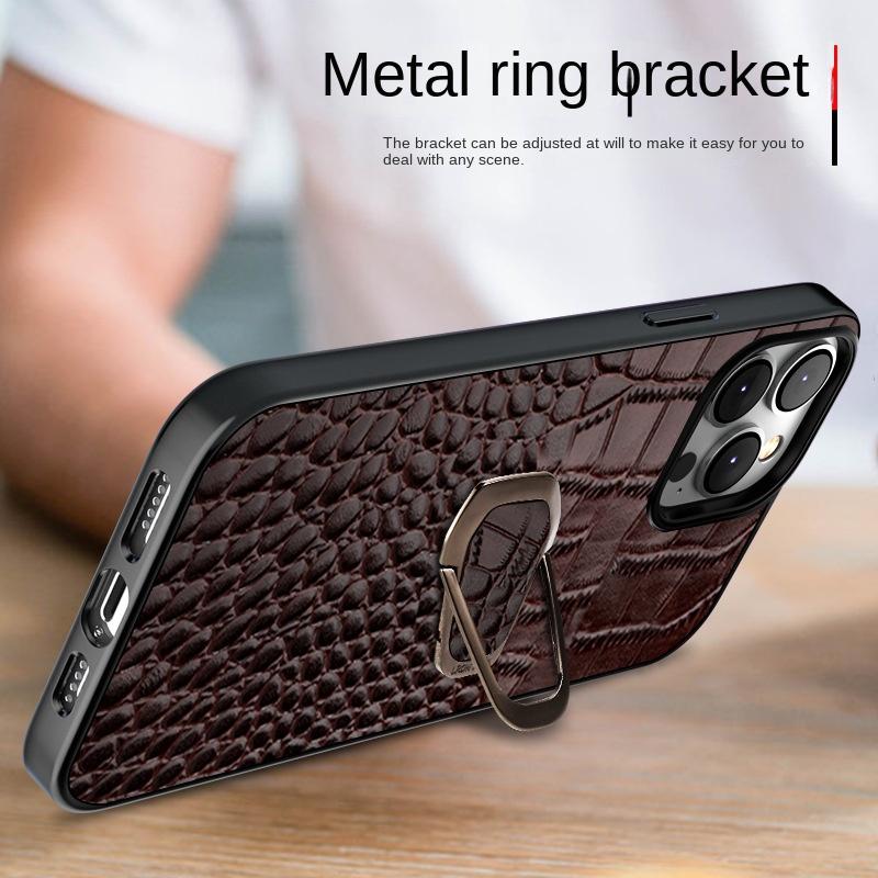LANGSIDI Magnetic Ring Leather Case for iPhone 15 14 Pro Max 13 12 11 7 8 Plus Xs X XR SE 3 Crocodile Texture Stand Back Cover