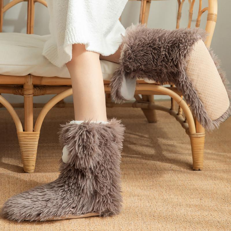 1 pár Vnitřní pantofle Jedna velikost Podkolenky na podlahu Teplé podkolenky do půl lýtka Vtipný protiskluzový design podrážky Fleecová podšívka Vícebarevné