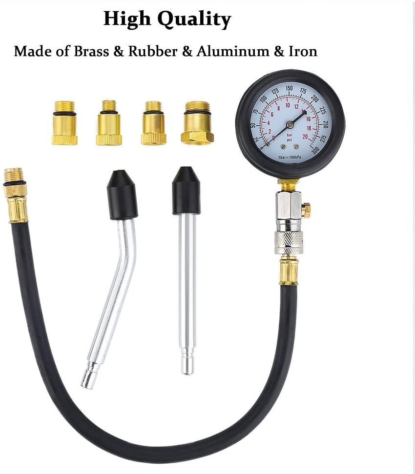 Automotive Tools and Meters Cylinder Compressed Gas Engine Pressure Test Kit 8-piece Engine Cylinder Compression Test Kit