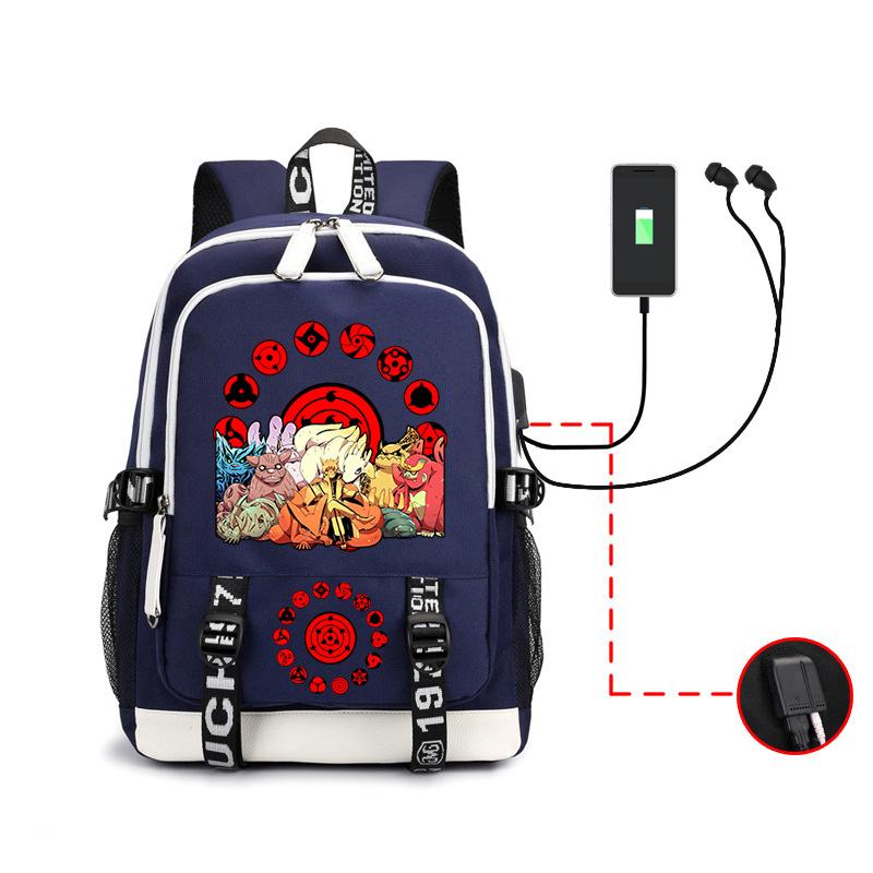 Anime Rucksack Mode Street Trend Herren Große Kapazität USB Kopfhörer Computertasche