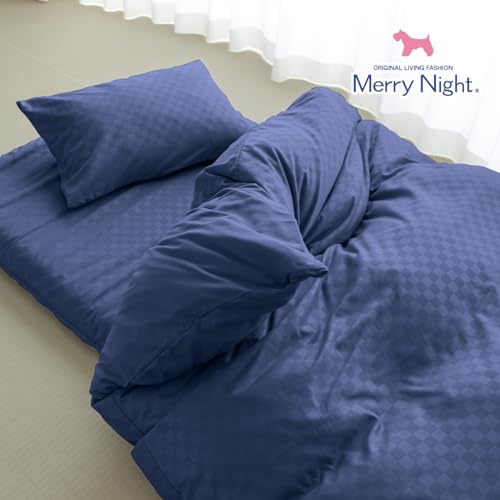 Merry Night Checkered Pattern Duvet Cover, Navy, Single Long, Approx. 150 X 210 Cm, Glossy, Japanese Modern Design, Washable, Wrinkle-Resistant, Quick