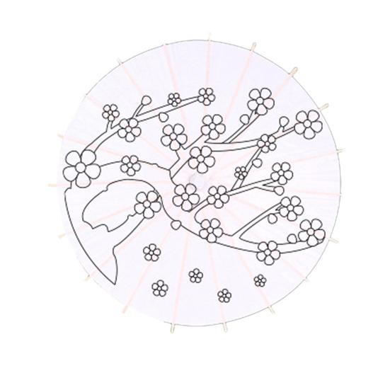 DIY Coloring Paper Umbrella with Bamboo Handle Handmade Chinese Oiled Paper Umbrella White Paper Umbrella Japanese Parasol Decoration