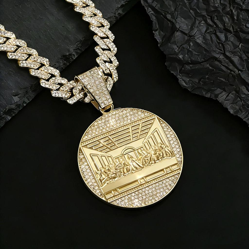 Colgante de la Última Cena Hip Hop Europeo y Americano con Cadena Cubana de Aleación de Zinc