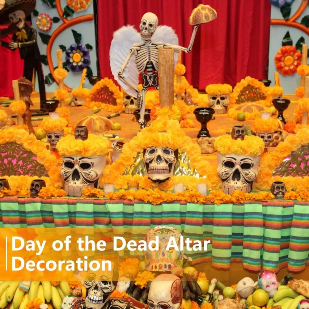 Large Marigold Flower Heads Artificial Diwali Marigold Fake Flower Day Of The Dead Decorations Silk Marigold Garland