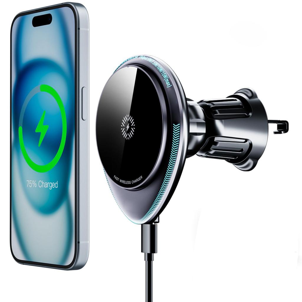 Car Phone Holder Charger Vent/Dashboard Car Mount With Magnetic Charging