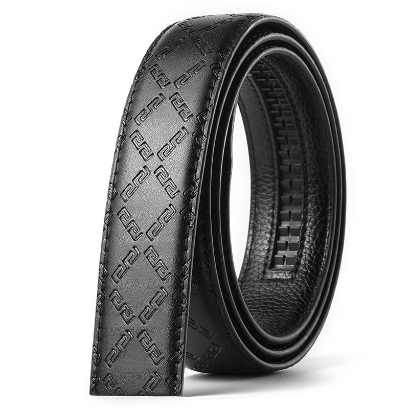 Headless Men's 3.5cm Leather Belt Strap with Automatic Buckle-Free Design