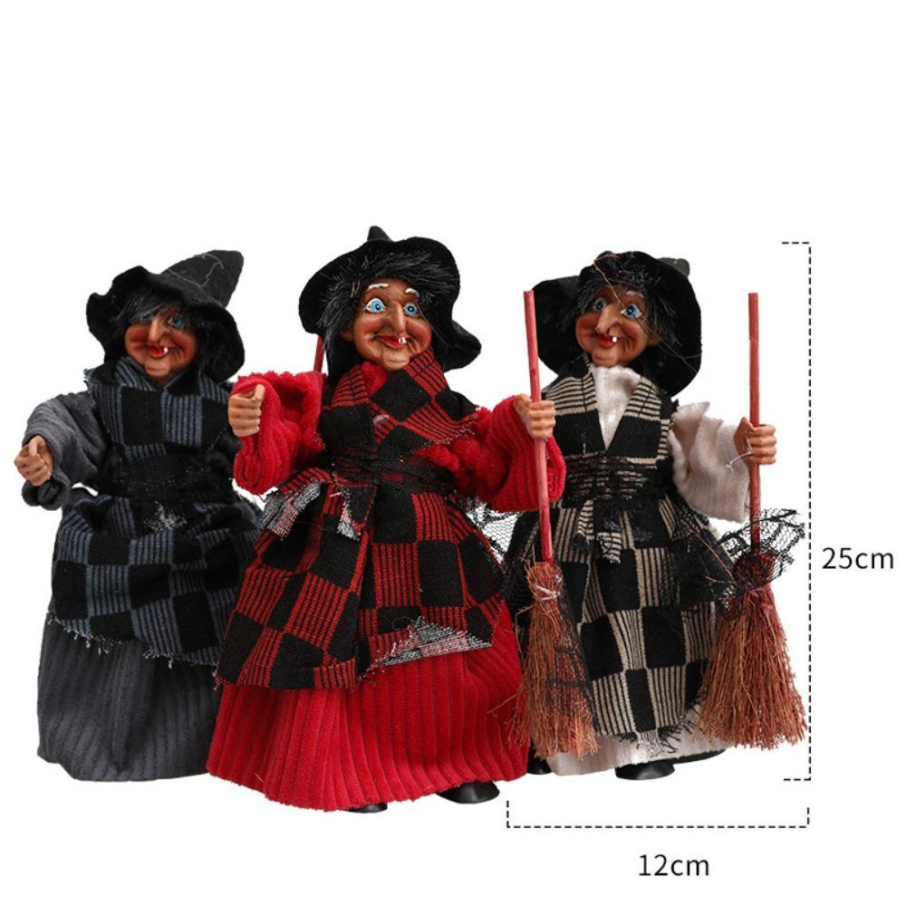 3pcs Cloth Halloween Broomstick Witch Pendant Creative Halloween Ornament Witch Hanging  Window