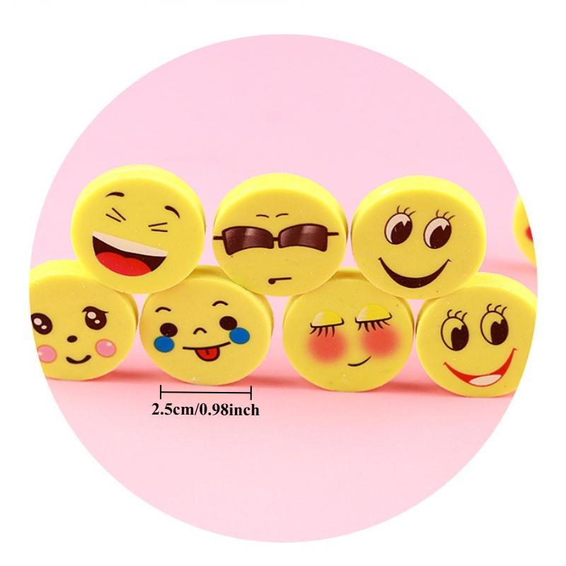 36pcs Smile Face Erasers - with Happy, Sad, Surprised Expressions - Bright Yellow - No Residue Cleaning - Office, School