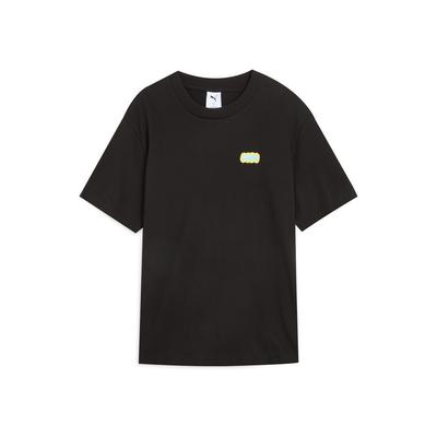 Graphic Logo Loose Fit Round Neck Short Sleeve Color Block T-Shirt Men T-Shirts Black 632982-01