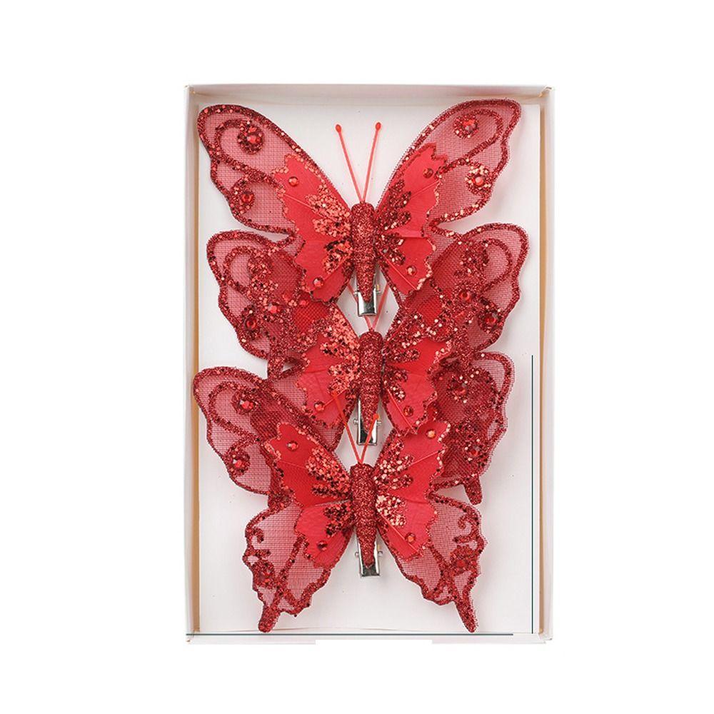 

3 шт. имитация искусственной бабочки украшение рождественская елка подвесное украшение сувениры для вечеринки red-style 1