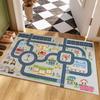 The Children's Parking Lot Traffic Game Crystal Plush Floor Mats Boys Car Cartoon Road Track Carpet Driveway Floor Mats