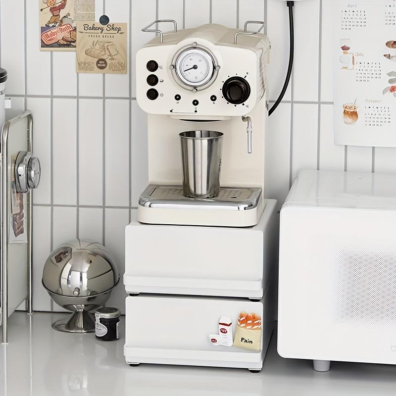 1 Set Metal Countertop Storage Box with Drawer - Coffee Machine Stand, Tea Bag and Coffee Pod Organizer for Kitchen