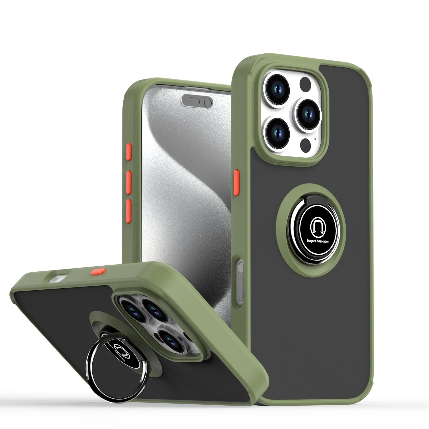 Shockproof Magnetic Car Phone Case For iPhone 17 16 Pro Max Air 16 Plus Shockproof Matte Clear Cover For iPhone 17 Pro зелёный