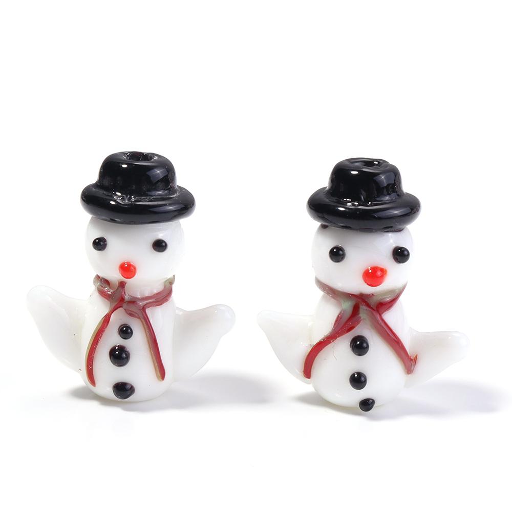 2pcs/lot Christmas Series Lampwork Beads Cute Santa Claus Snowman Xmas Tree Loose Glass Beads For DIY Jewelry Making Accessories