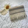 Korean-Style Striped Scarf: Faux Cashmere, Warm, Dual-Purpose Neck Gaiter for Men & Women, Perfect for Autumn/Winter.