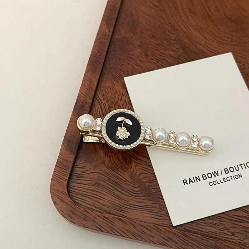 Französische Vintage Kamelienblume Perle Samt Haarspange Damen Elegant Seitlicher Pony Haarnadeln Mädchen Haaraccessoires