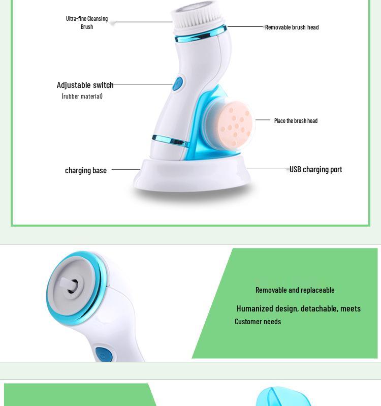 Waterproof Electric Facial Cleansing Brush - Blackhead Remover & Pore Cleaner