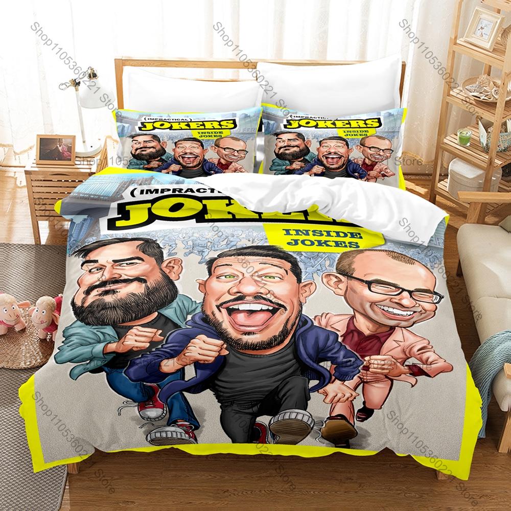 Impractical Jokers Bedding Set Duvet Cover + 2 Pillowcases Comedy Prank TV Show Four Guys Funny Retro Bedroom Decor