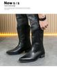Stivali da Cowboy Western in Pelle Retrò da Uomo, Punta Acuta, Taglia Grande, Tacco in Legno, Stile Cavaliere.