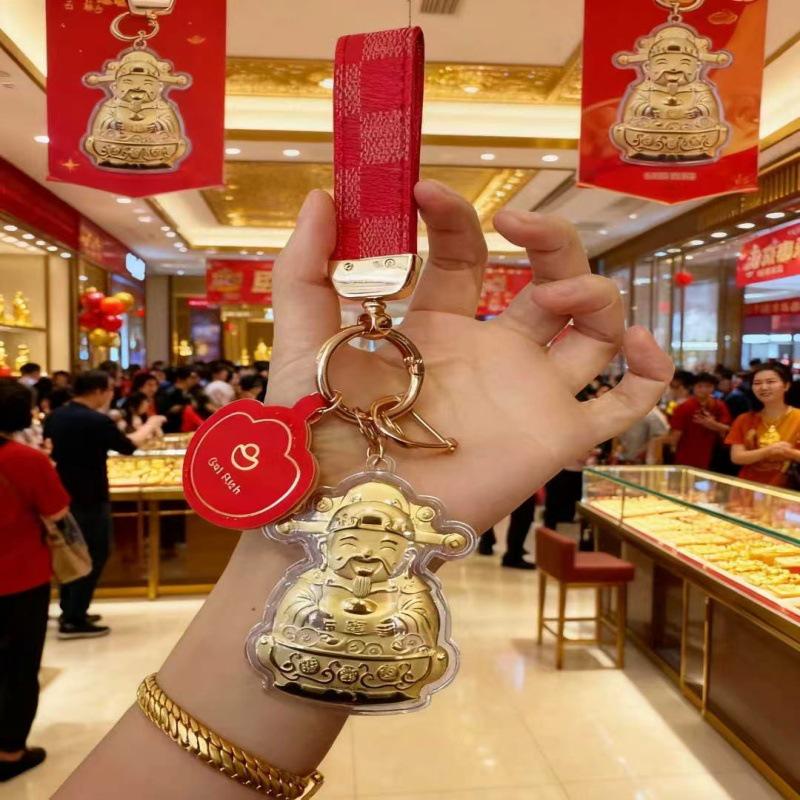 Ключница-подвеска из чистого золота 999 пробы, Бог Богатства, для мобильного телефона и сумки - Ювелирный подарок