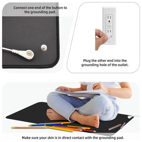 Earthing Grounding Yoga Mat Universal Anti-Slip Conductive Faux Leather Anti-static Stress Relief Foot Therapy Sleep Aid Earthing Mat