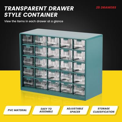 Armário de armazenamento de peças de ferramentas transparente estilo gaveta com design multicamadas fácil de montar armário de armazenamento multiuso