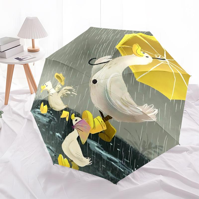 1pc Ducks Rainy Day One Umbrella  a Plastic Hle, Compact  Stylish, with a Vibrant Cartoon Pattern, Perfect  Home, Travel