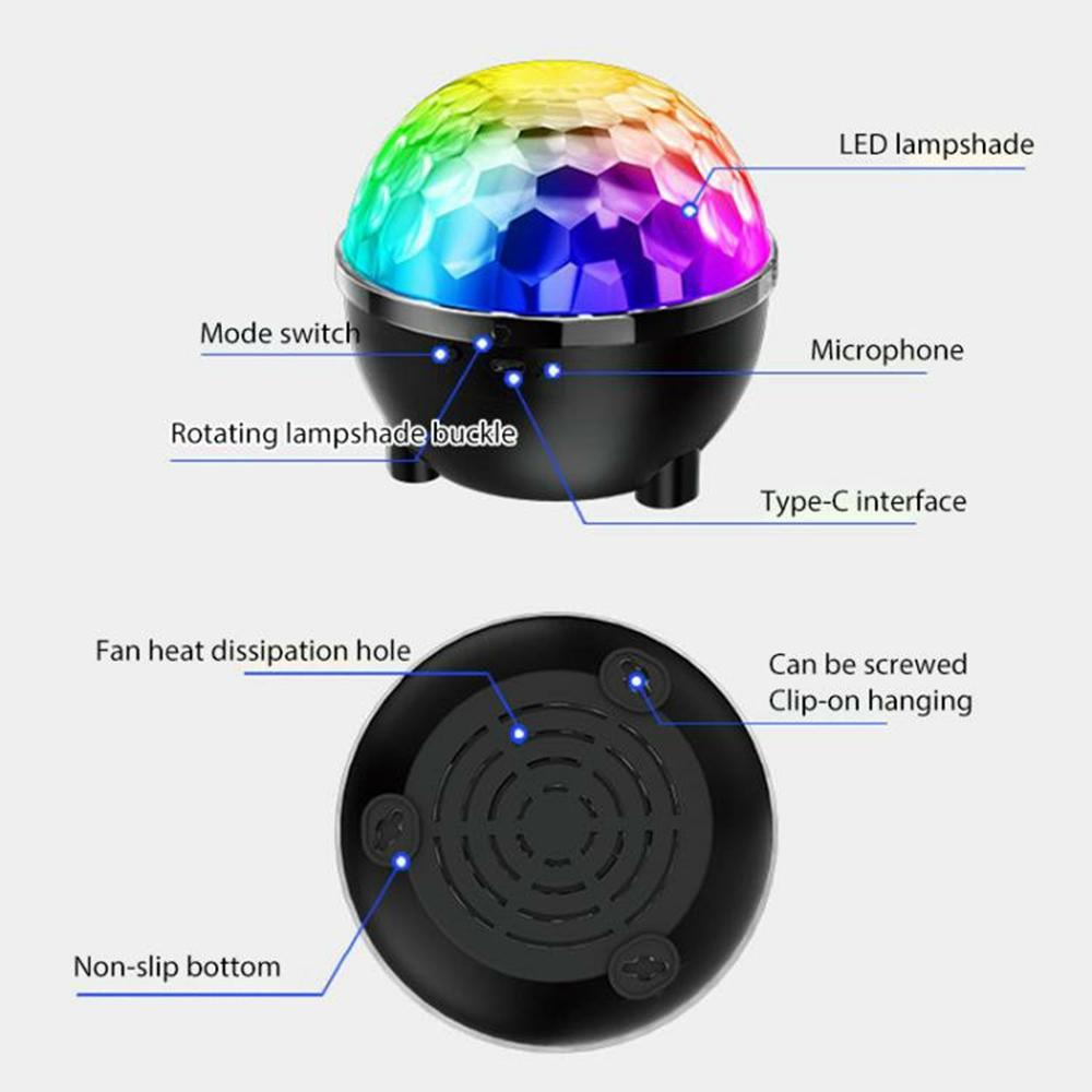 Sound Activated 6 Color Rotating Disco Magic Ball Light RGB LED Party Lamp for KTV Bar Stage