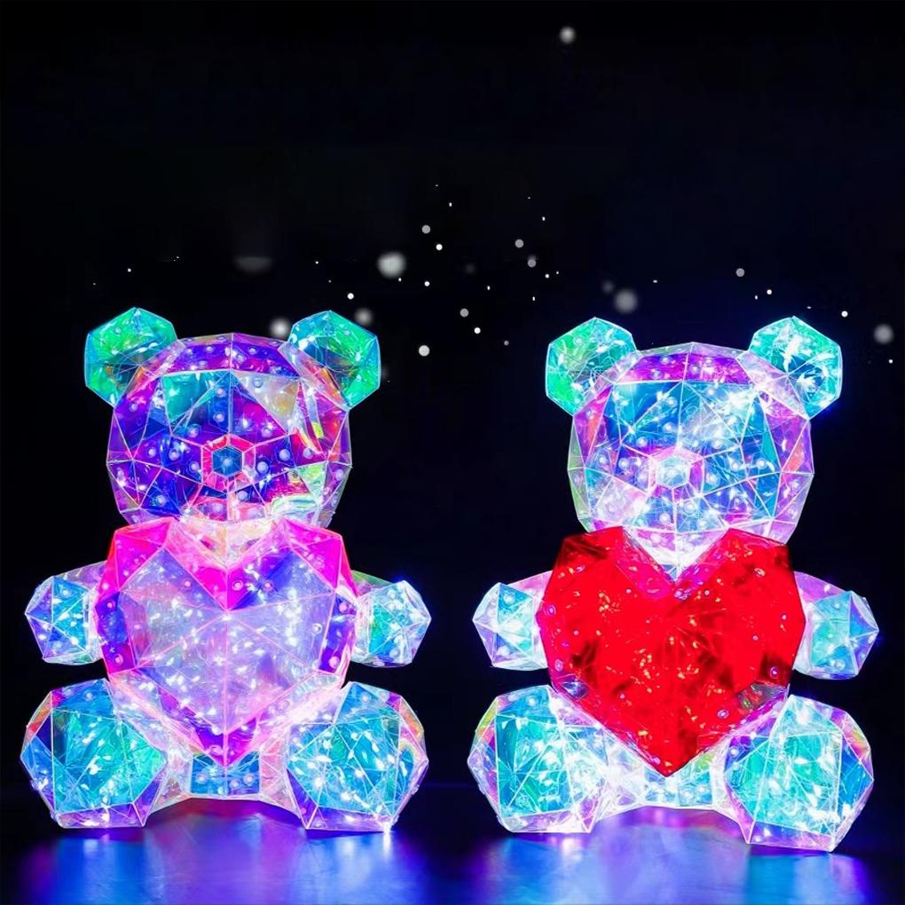 Red Night Light Crystal LED Lights Room Who Teddy Light Enjoy Lovely Room LED Lights Adjustable People Decorations