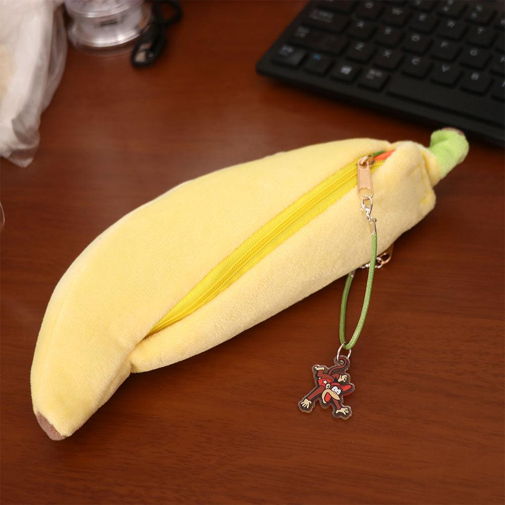Print Banana Shape Pencil Case Desktop Storage Cloth Stationery Bag Stationery Holder