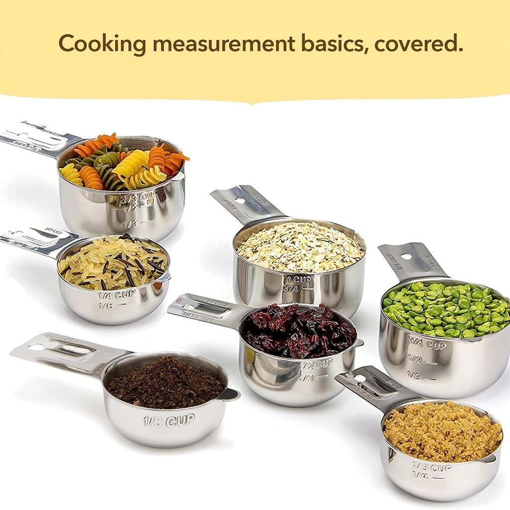 304 Stainless Steel Measuring Cup & Spoon Set with Scale for Baking & Cooking