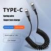 100/66W USB Type C Spring Telescopic Quick Charger Wire 6A Spring Short Data Cable Car Phone Charger USB Cable for iPhone 16 15