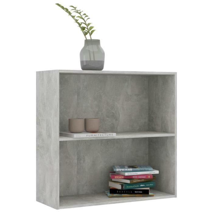 Bibliothèque - vidaXL - 2 niveaux - Gris béton - 80x30x76,5 cm - Aggloméré