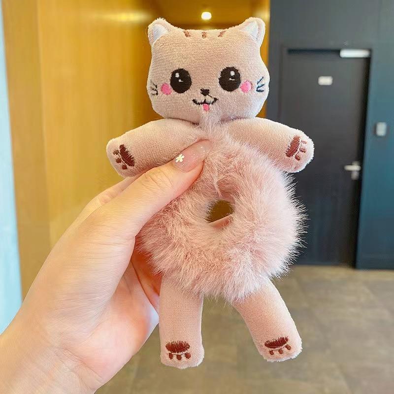 Clothing Women Fashion Plush Hair Tie Cute 3D Animal Tie Hair Head Rope Ponytail Holster