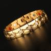 Mens Minimalist Geometric Titanium Steel Bracelet With CZ Stones Adjustable 18K Gold Vacuum Plated Business Gift