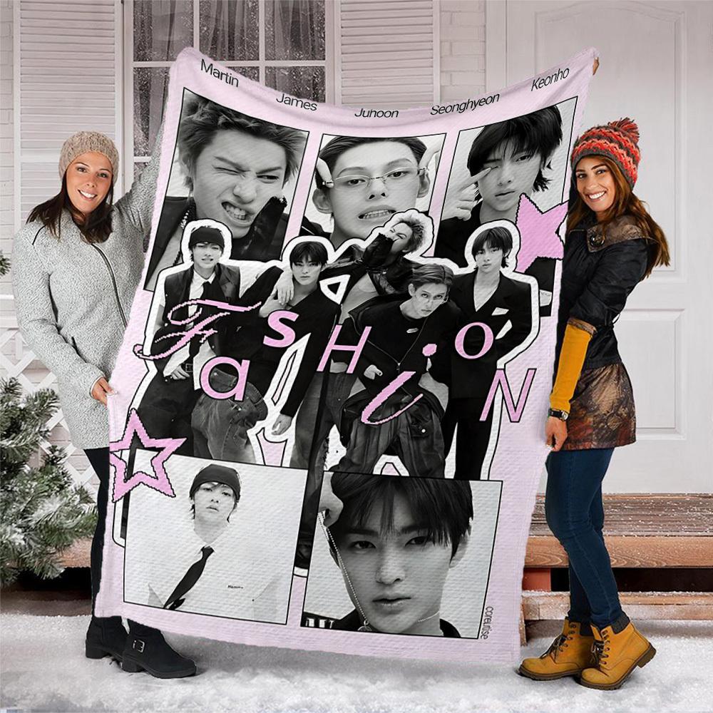 1pc Cortis, K pop Outdoor Personalized Flannel Blanket, Soft, Lightweight Personalized Flannel Blanket, Digital Printing,