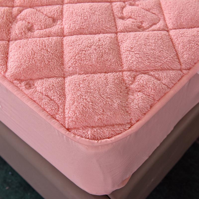 New Lamb Fleece Cotton Fitted Sheet, Warm and Thickened Single and Double Fitted Sheet, Mattress Protection Cover
