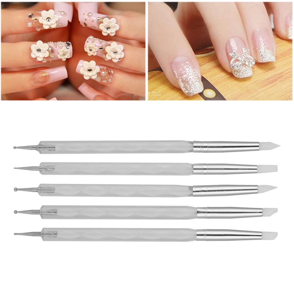 5pcs Nail Art Dotting Pen Dual Ended Nail Painting Pen Carving Pen with Acrylic Handle