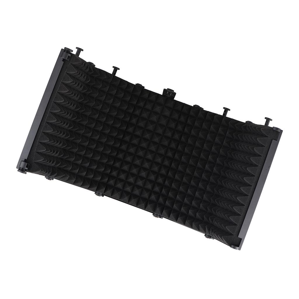 Microphone Isolation Screen Portable 5 Panel Foldable Mic Sound Absorbing Foam Reflector with Desktop Stand for Studio