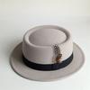 Spring Autumn Billycock Felt Small Brim Feather Bowler Hat Women Men's Fashion All-Matching British Style Hip Hop Fedora Hat