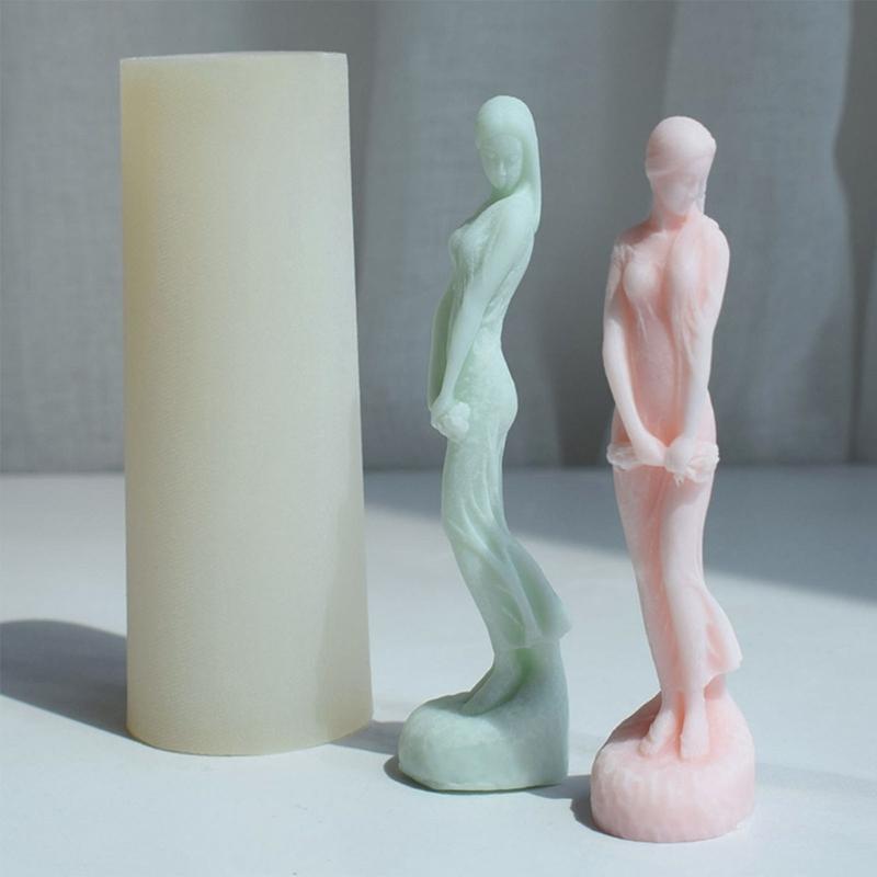 Silikonharz-Kerzenform, ein schlankes Mädchen, Blumenform, Kuchen, Schokolade, Fondant, Aromatherapie, Gips, Epoxidform, Heimdekoration