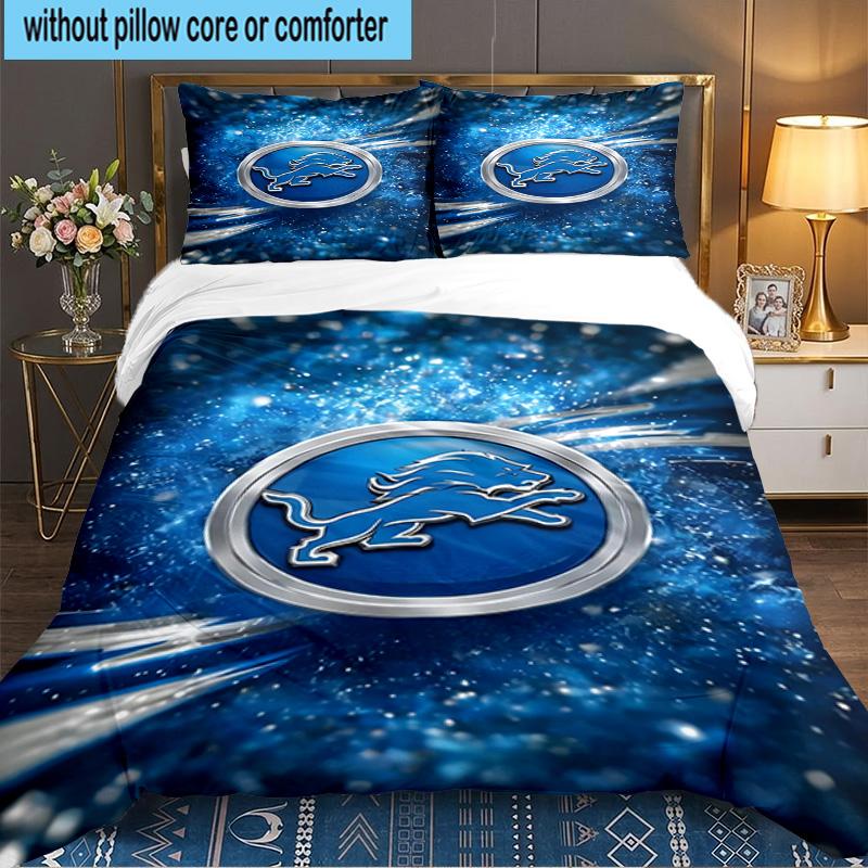 Lions Team 3pcs Bedding Set,Including 1pc Duvet Cover And 2pcs Pillowcases Perfect Gift for Christmas,Ideal for Bedroom, Dormitory
