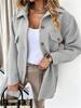 Autumn and Winter Women's Long-sleeved Temperament Solid Colour Lapel Button Tie Tweed Jacket