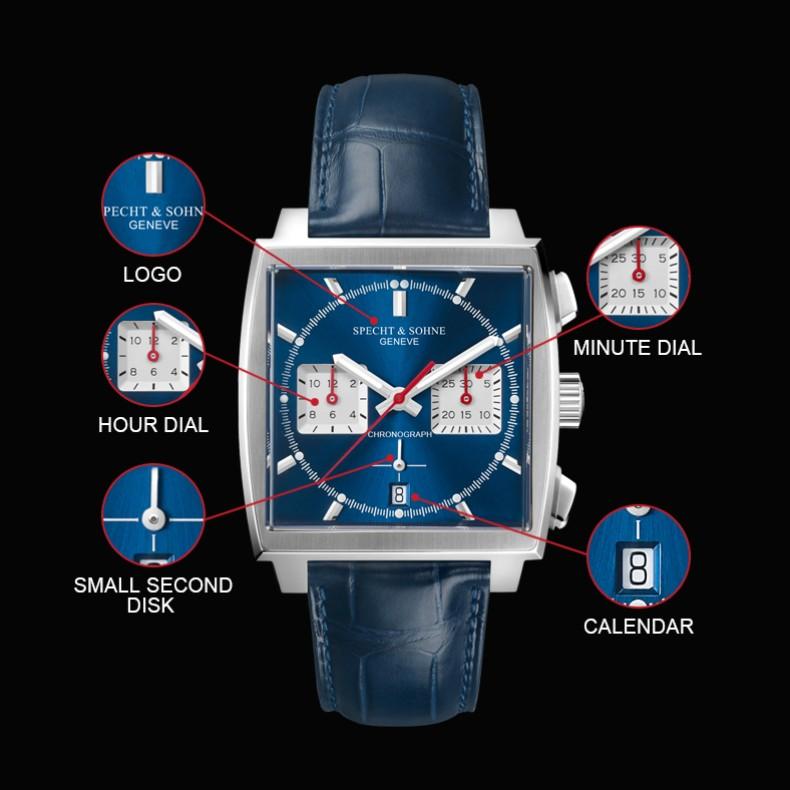 2023 Fashion Mens Watches Top Brand Luxury Specht&sohne Quartz Wrist Watch For Men Military Sports Watches Luminous Leather Strap 39mm