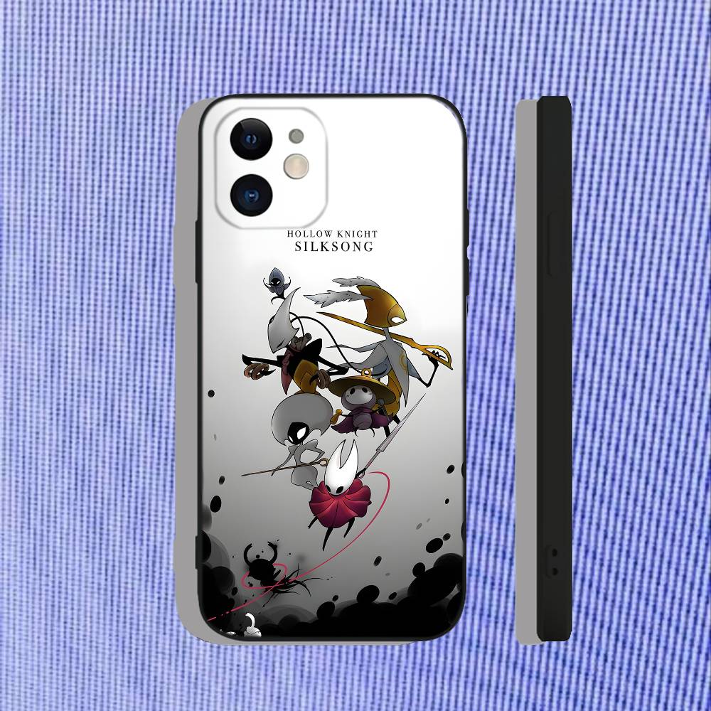 H-Hollow Knight Silksong Phone Case For iPhone 16,15,14,13,12,11,Pro,Max,Plus,X,XS,XR,SE,8,7,Mini,Soft Silicone Black Case