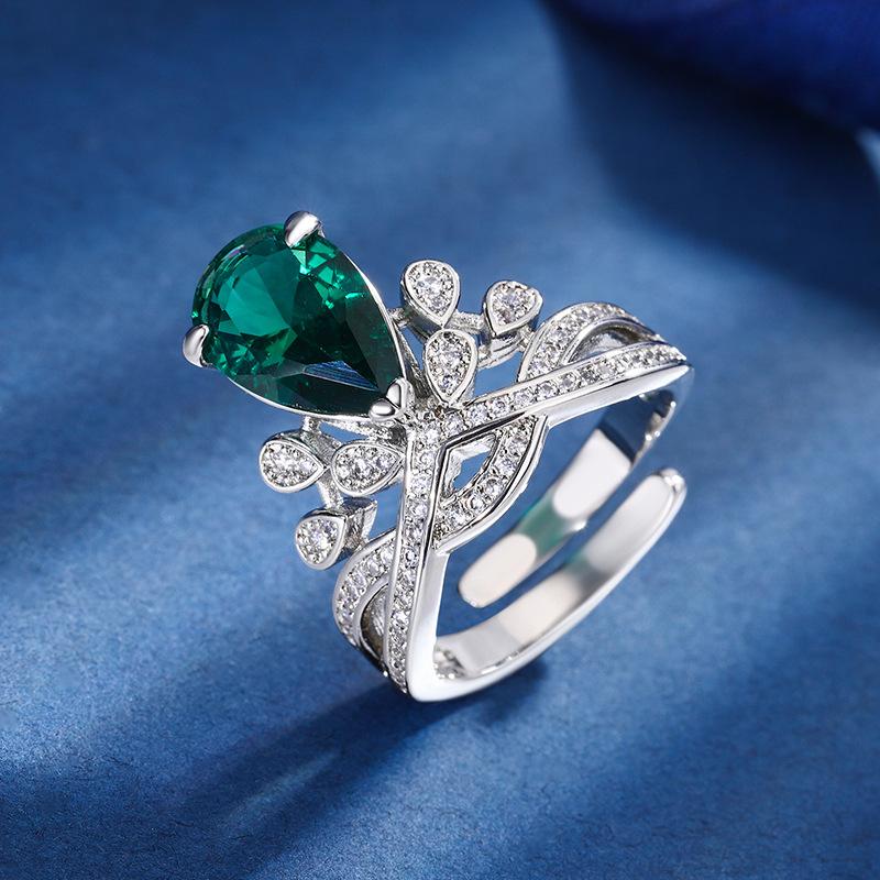 Schmuck Kupferboden Vergoldet Retro Simulationsfarbe Schatzrot Korund Design Kronenring Damen 8 * 12