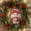 Festive Bunny Hanging Decor Christmas Wooden Ornament, 2D Flat Rabbit with Santa Cute Animal Tree Ornaments Hat, Holiday Pendant for Wreath Door, Home